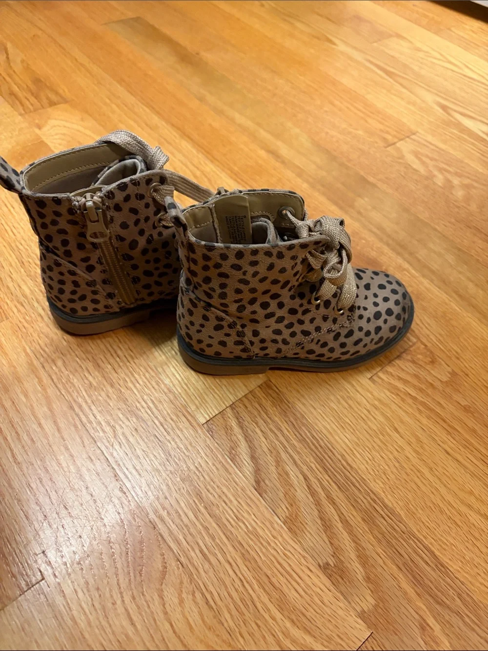Cat & Jack Tan and Black Cheetah Print Lace-Up Kids Boots